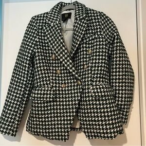 House of Harlow 1960 Green and White Houndstooth Blazer